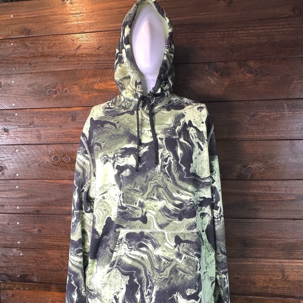 Tek Gear Green Marble‎ Fleece Lined Performance Pullover Hoodie Men's Size L